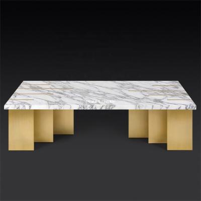 China High Quality Convertible Nordic Tea Table Living Room Furniture 8 Legs Stainless Steel Marble Coffee Table for sale