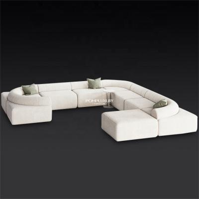 China Contemporary Fancy Living Room Furniture Tufted Sofa High Density Foam Fabric Family Sofa Comfortable for sale