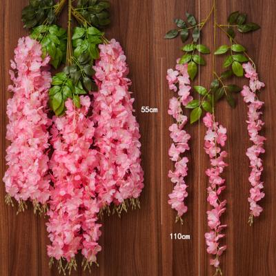 China Hot Selling Artificial Wisteria Flower Purple-Hanging Vines Long Green Vines Color for sale