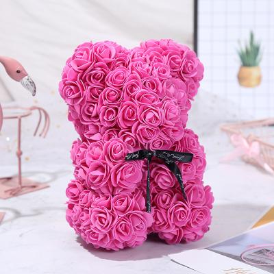 China Wholesale PE Good Price Bear Rose Flower Wedding Gift Flower Craft And Design Rose Teddy Bear for sale