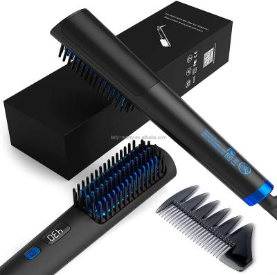 China Commercial Beard Straightening Comb Thermal Brush - Electric Hair Straightener Brush for Men and Ionic Hair Straightener Brush for Ladies for sale