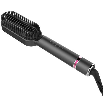 China Commercial Raised Hair Straightener Brush, 2-in-1 Ionic Straightening Brush with Anti-Scald, Ceramic Hair Straightener Brush Auto Cut for sale