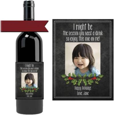 China Christmas Waterproof Custom Machine Adhesive Good Quality Metal For Bottle Wine Label Sticker for sale