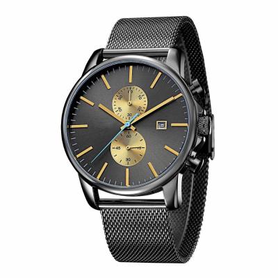 China Minimalist Men Mesh Stainless Steel Straps Custom Logo Chronograph Watches Date Automatic Brand Watch for sale