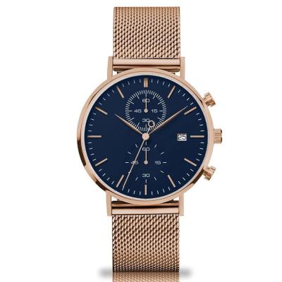 China Luxury Custom Automatic Movement Fashion Chronograph Watch OS11 Logo Mesh Stainless Steel Wrist Watches from Japan Date for sale