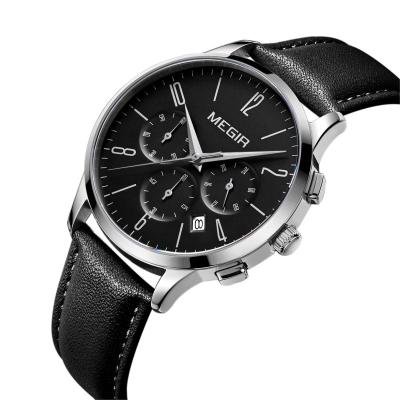 China Branded Automatic Luxury Men's Custom Made Logo Minimalist Chronograph Watches Genuine Leather Wristwatch for sale