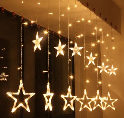 China Festival Day Christmas 12 Stars Window Curtain String Lights with Remote Decoration Lights for sale