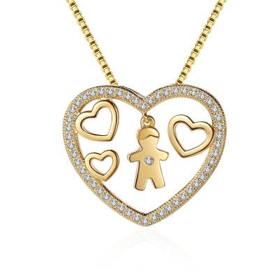 China 2021 TRENDY Heart Shape Necklace Fashion Copper Pendant Necklace 18K Gold Plated Jewelry Gifts For Women for sale