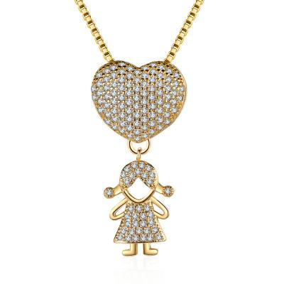 China Fashion TRENDY Heart Pendant Necklace 18K Gold Plated Zircon Jewelry Copper Necklace For Women for sale