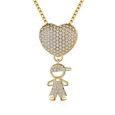 China FASHIONABLE Fast Shipping Heart Shape Pendant Necklace 18K Gold Plated Zircon Jewelry Boy Necklace For Woman for sale