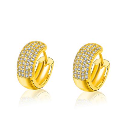 China Wholesale Fashion Trendy Dubai 18k Gold Circle Top Gold Plated Stud Earrings Zircon Jewelry For Women for sale