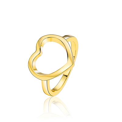 China 2021 New Cute Heart Shaped 18K Gold Plated Ring Fashion Wedding Ring Design Women's Jewelry for sale