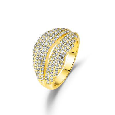 China FASHIONABLE luxury high quality copper plated 18K gold 18K gold zircon ring lip shape kiss ring for women for sale