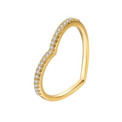 China 2021 New Popular Fashion TRENDY Heart Ring 18K Gold Plated Zircon Ring Designed For Women for sale