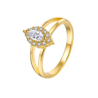 China 2021 TRENDY women rings shape CZ zircon wedding ring gold plating jewelry engagement ring for sale