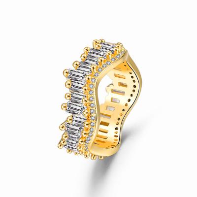 China 2021 Latest Fashion 18K Cubic Zirconia Ring Gold Irregular Irregular Copper Plated Design Jewelry For Women for sale