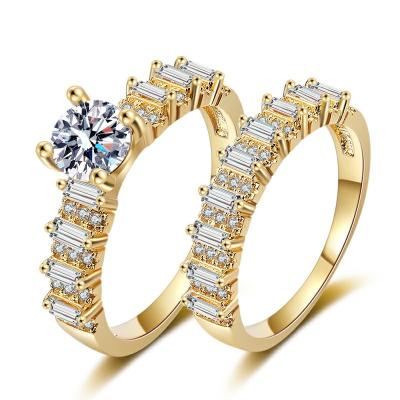 China CLASSIC Hot Sale Jewelry Set Ring Fashion Copper Ring Plating 18K Gold Jewelry Woman Wedding Ring for sale