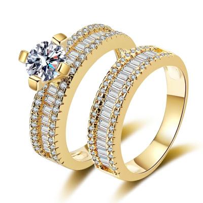 China 2021 FASHIONABLE Ring Jewelry Set High Quality Cubic Zirconia Copper Ring 18K Gold Plated Women Engagement Wedding Ring for sale