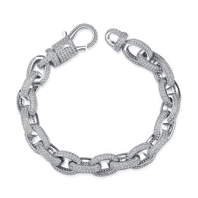 China 2021 Hiphop Mens Bracelet Hip Hop Jewelry Ice Out CZ Zircon Silver Bracelet for sale