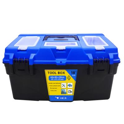 China Universal Use 18 Inch Waterproof Plastic Portable General Tool Box With Bit Storage for sale