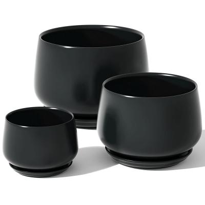 China Europe Factory Price Black Cheap Pots For Outdoor Plants Plants Tray Flower Pot Drainage for sale