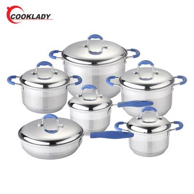 China Sustainable Home Kitchen Customized Eco Friendly Cookware 12 Pieces Cookware Set Stainless Steel for sale