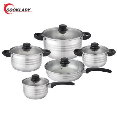 China Sustainable Hot Sale Durable Cooking Hot Pot Casserole Stainless Steel Cookware Set With Bakelite Handle for sale