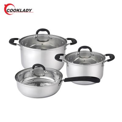 China Sustainable High Quality Multifunction Induction Bottom Stainless Steel Pot Casserole Cookware Set for sale