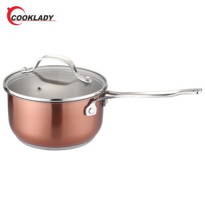 China Sustainable Non-Stick Cooking Pot Sets Double Pan Handle Stainless Steel Cookware With Glass Lid for sale