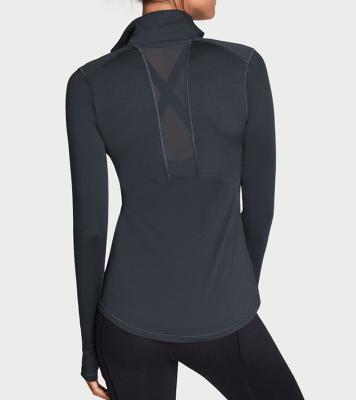 China Half Yoga Mesh Jacket Fitness Anti-Static Ladies Zipper Top for sale