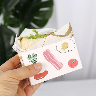 China Recycled Materials Paper Fast Food Sandwich Box Eco-friendly Disposable Takeout Biodegradable Printed Packaging for sale