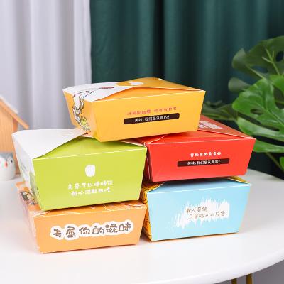 China Recycled Materials Wholesale Fast Food Packaging Box Leak Proof Paper Take Out Box Fried Chicken Takeaway Box for sale