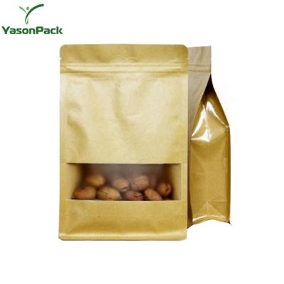 China BIODEGRADABLE Production Cost Mini Bread Brown Kraft Paper Bag With Plastic Window And Zipper Lining for sale