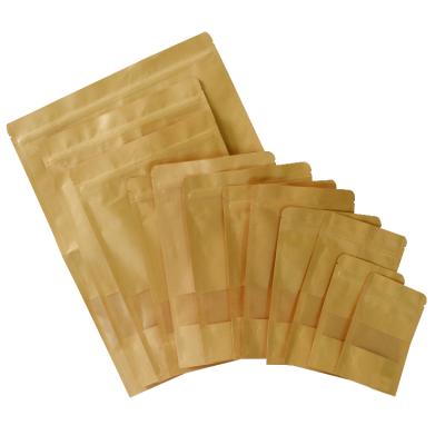 China Recyclable Chinese Factory Kraft Paper Zipper Bag With Window Zip Lock for sale