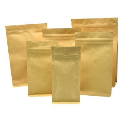 China Recyclable Doypack Stand Up Pouch Zip Lock Kraft Paper Bags With Clear Window And Zipper for sale