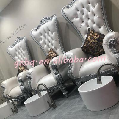 China Luxury; Antiquity ; European Luxury Pedicure Spa Massage Chair For Nail Salon Silver Cadeira Pedicure Chair for sale