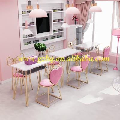 China Luxury nail salon equipment nail beauty nail manicure table pink butterfly for new salon store for sale