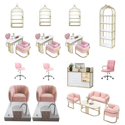 China Luxury Hot Selling Beauty Nail Spa Salon Chairs Pink Pedicure And Manicure Chair for sale