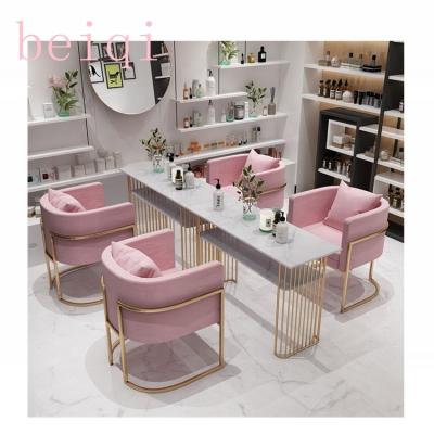 China Fashionable Nail Salon Furniture Nails Cheap Nail Table Wooden Glass Manicure Table Used Beauty Salon Furniture Wholesale for sale