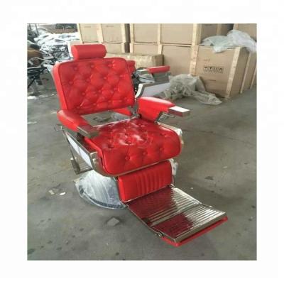 China Comfortable Wholesale Hydraulic Beauty Stying Barber Chair Red Leather Reclining Used Beauty Salon for sale