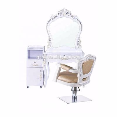 China Beauty Salon Barber Mirror Station Used Beauty Salon Equipment White Mirror For Hair Cutting for sale