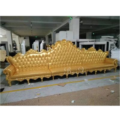 China Luxury Gold Super Long Waiting Lounge Chair Sofa Salon Furniture Luxury for sale