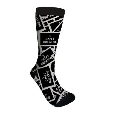 China Designer Fashion Sporty Letter Print Socks Color Socks Men 3d Logo Printed I Can't Breath Socks for sale