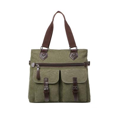 China High End Eco - Friendly Fashion Canvas Eco - Friendly Army Green Handbags Business Men 's Casual Handbags for sale