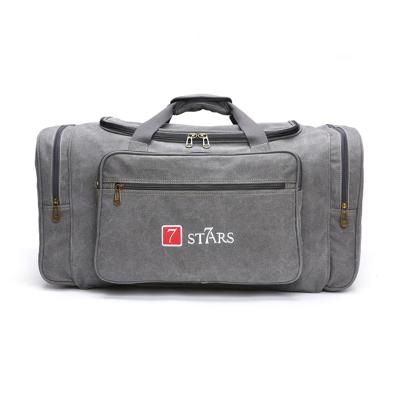 China Wholesale Men's Sports Fleece Business Weekend Travel Bag Eco-Friendly Gray Canvas Cotton Duffel Bag for sale