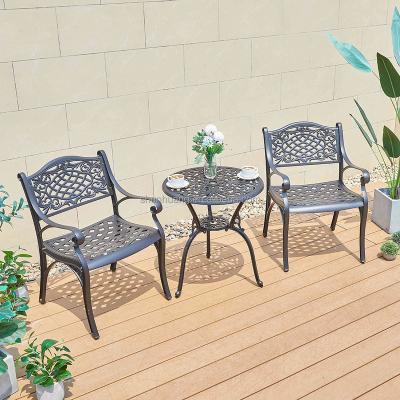 China Water Proof Design Hot Selling Outdoor Bistros Cast Aluminum Sets Garden Chair and Round Side Side Table for sale