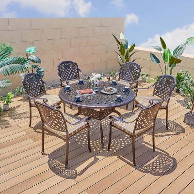 China Water Proof Design Nice Furniture Outdoor Garden Use Dining Set Round Cast Aluminum Set for sale