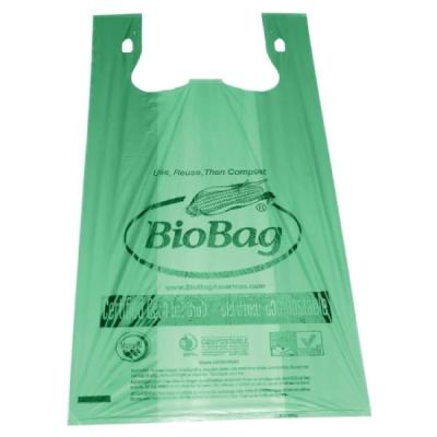 China BIODEGRADABLE Biodegradable T-shirt bag and compostable plastic bag with En13432 certificate ok compost shopping bag for sale