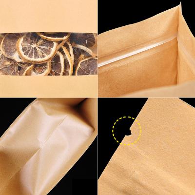 China Recyclable Customize Kraft Paper Zip Lock Bag 14x 24 Zip Lock Stand Up Pouches Brown With Window Backing u5 Bio Degradable for sale