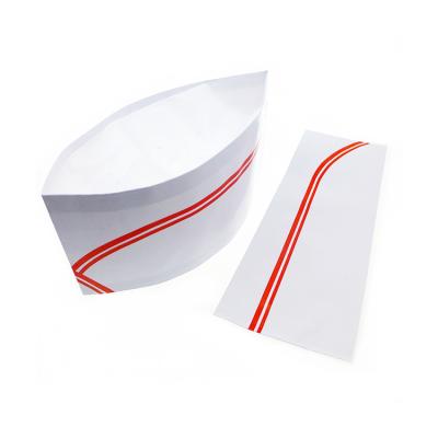 China Eco-friendly Disposable Disposable Adult Restaurant Cook Fodder Hat Unisex Paper Foil Paper With Red Blue Line for sale